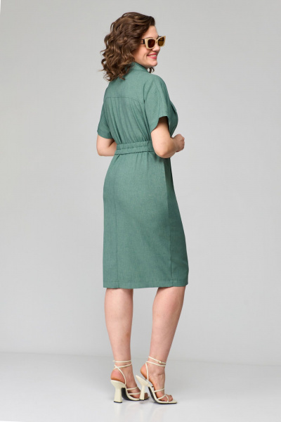 Платье летнее полуприлегающее с двубортной застежкой Орхидея 1248 зеленый - фото 6