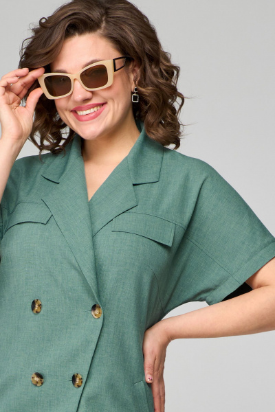 Платье летнее полуприлегающее с двубортной застежкой Орхидея 1248 зеленый - фото 4