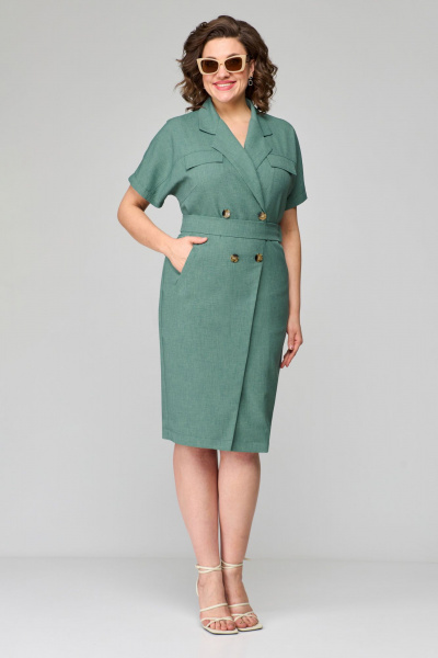 Платье летнее полуприлегающее с двубортной застежкой Орхидея 1248 зеленый - фото 2