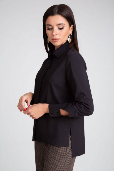 Деловая рубашка из хлопка с декоративными элементами IVARI 418/1 черный - фото 1