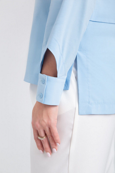 Деловая хлопковая рубашка прямого силуэта IVARI 418/1 голубой - фото 8