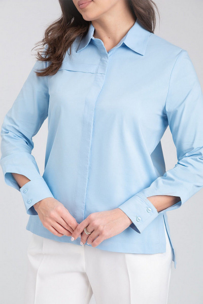 Деловая хлопковая рубашка прямого силуэта IVARI 418/1 голубой - фото 7