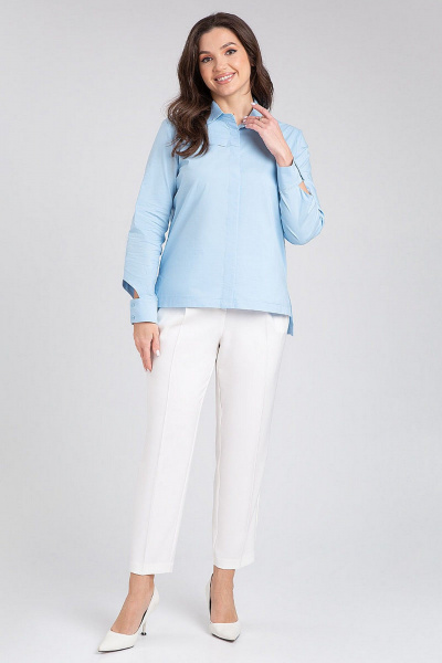 Деловая хлопковая рубашка прямого силуэта IVARI 418/1 голубой - фото 3