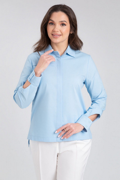 Деловая хлопковая рубашка прямого силуэта IVARI 418/1 голубой - фото 2