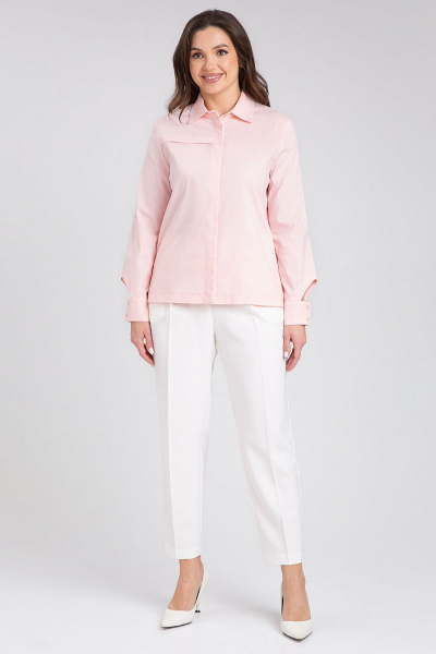 Розовая хлопковая рубашка прямого кроя для делового образа IVARI 418/1 лососевый - фото 3