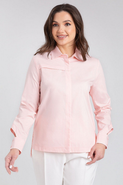 Розовая хлопковая рубашка прямого кроя для делового образа IVARI 418/1 лососевый - фото 1