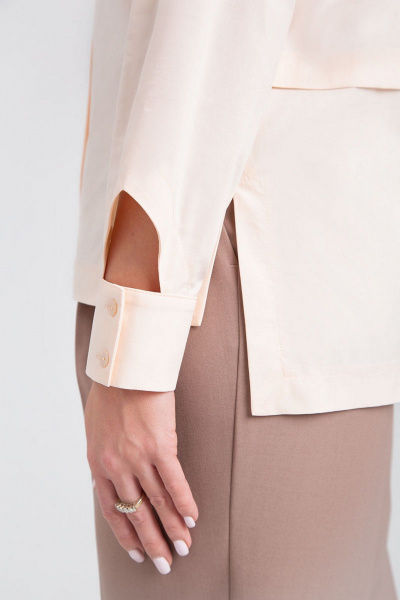 Бежевая хлопковая рубашка прямого силуэта IVARI 418/1 ванильный - фото 8