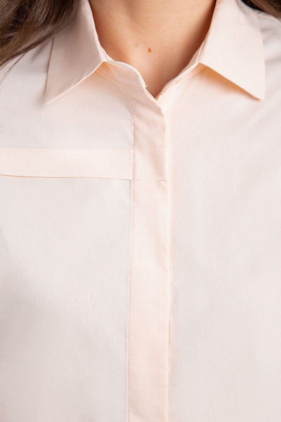 Бежевая хлопковая рубашка прямого силуэта IVARI 418/1 ванильный - фото 7