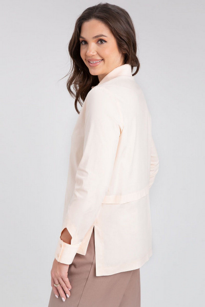 Бежевая хлопковая рубашка прямого силуэта IVARI 418/1 ванильный - фото 5