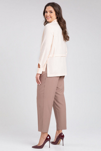 Бежевая хлопковая рубашка прямого силуэта IVARI 418/1 ванильный - фото 4