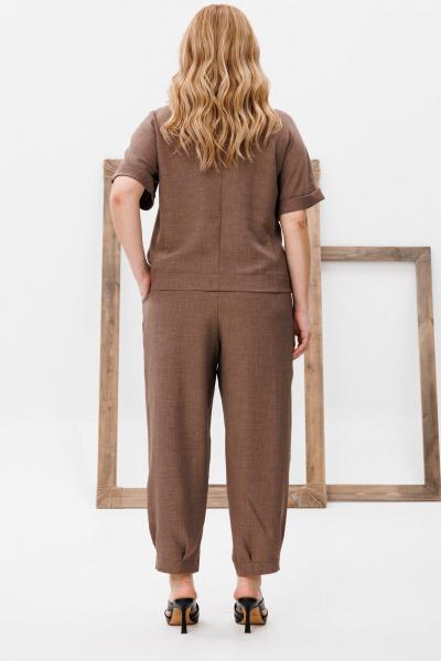 Костюм летний женский из льна: жакет и брюки Michel chic 1337/1 коричневый - фото 6