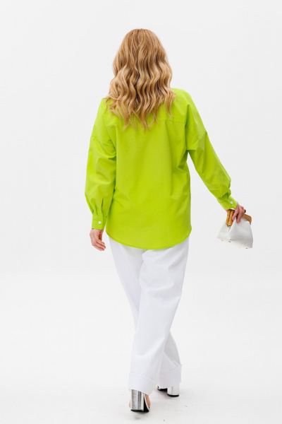 Блуза летняя оверсайз с длинным рукавом из хлопка Michel chic 778 салатовый - фото 7