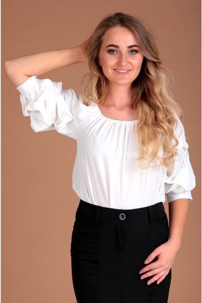 Молодежная блуза с регланом и романтическим пышным рукавом Таир-Гранд 62367 белый - фото 5