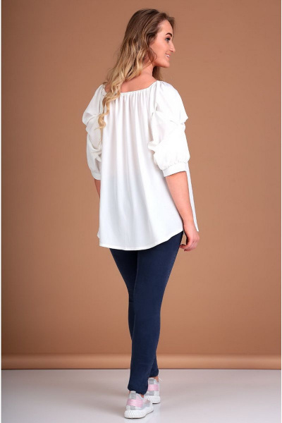 Молодежная блуза с регланом и романтическим пышным рукавом Таир-Гранд 62367 белый - фото 4