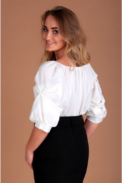Молодежная блуза с регланом и романтическим пышным рукавом Таир-Гранд 62367 белый - фото 2