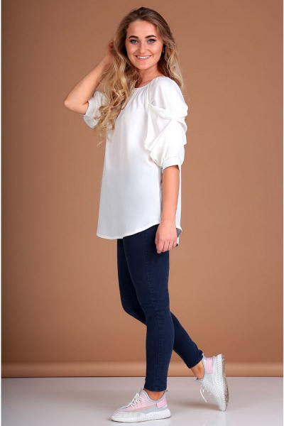 Молодежная блуза с регланом и романтическим пышным рукавом Таир-Гранд 62367 белый - фото 1