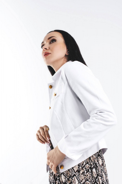 Джинсовый жакет демисезонный белый из легкого текстиля Legend Style G-005 белый - фото 3