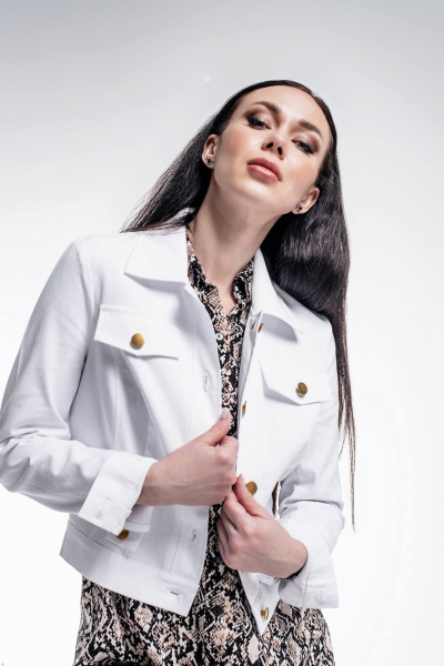 Джинсовый жакет демисезонный белый из легкого текстиля Legend Style G-005 белый - фото 1