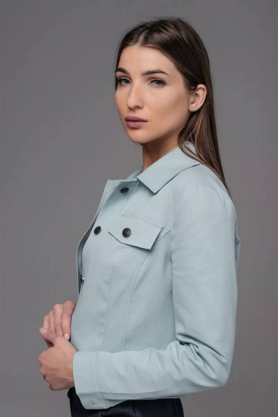 Джинсовый жакет демисезонный голубой из легкого текстиля Legend Style G-005 бриз - фото 3