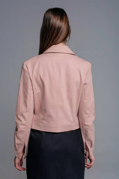 Джинсовый жакет демисезонный розовый из хлопка Legend Style G-005 пудра - фото 7