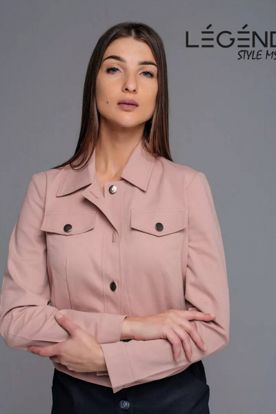 Джинсовый жакет демисезонный розовый из хлопка Legend Style G-005 пудра - фото 6