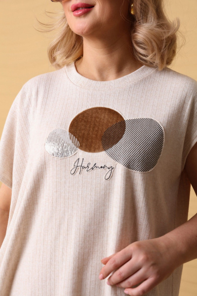 Летний костюм из трикотажа и вискозы с оригинальной аппликацией LM К7848 - фото 9