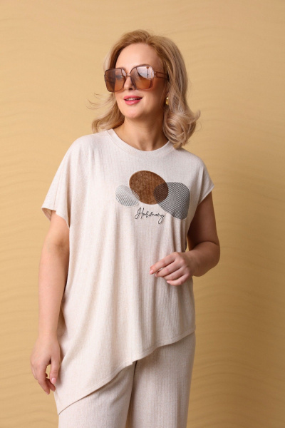 Летний костюм из трикотажа и вискозы с оригинальной аппликацией LM К7848 - фото 7