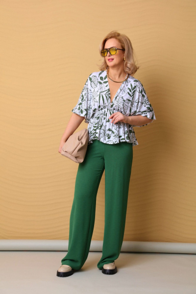 Костюм 2-ка из вискозы и трикотажа с приталенным топом LM К8148 - фото 3