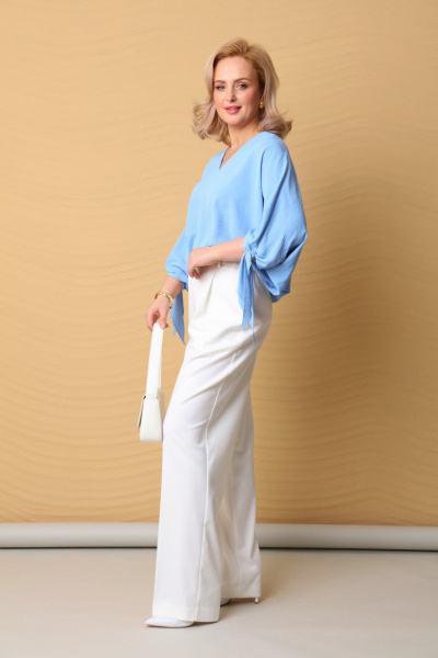 Костюм 2-ка с свободной укороченной блузой и широкими брюками LM БК4019 - фото 4