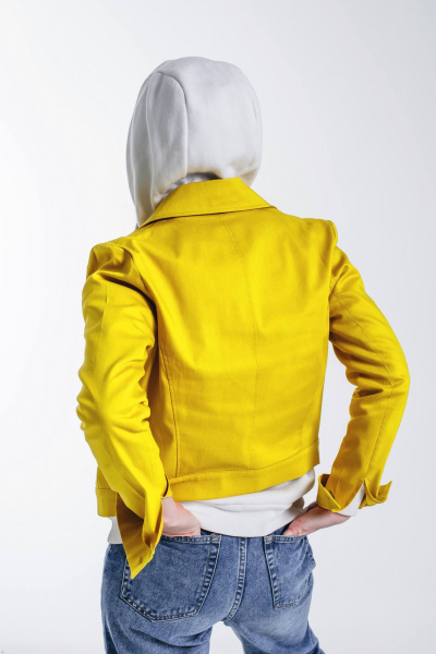 Джинсовый жакет демисезонный желтый из хлопка Legend Style G-005 горчичиный - фото 6
