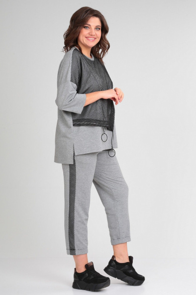 Костюм из трикотажа свободного кроя Michel chic 1329/1 серый - фото 4