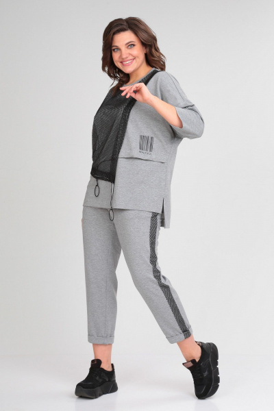 Костюм из трикотажа свободного кроя Michel chic 1329/1 серый - фото 3