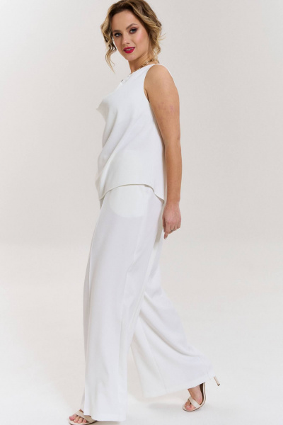 Брюки палаццо из костюмной ткани с боковыми карманами SOVA 11230 молочный - фото 4