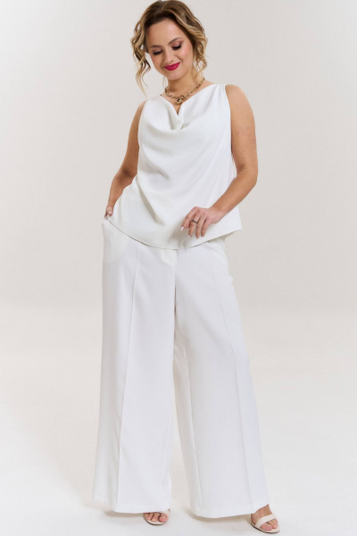 Брюки палаццо из костюмной ткани с боковыми карманами SOVA 11230 молочный - фото 2