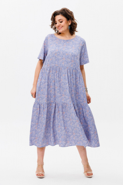 Фиолетовое летнее платье из текстиля с большими размерами Anelli 1408 гиацинтовый - фото 1