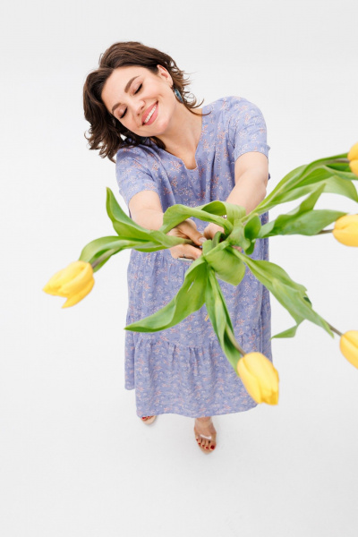 Фиолетовое летнее платье из текстиля с большими размерами Anelli 1408 гиацинтовый - фото 6