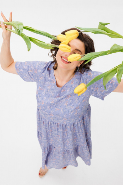 Фиолетовое летнее платье из текстиля с большими размерами Anelli 1408 гиацинтовый - фото 4