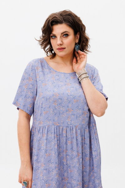 Фиолетовое летнее платье из текстиля с большими размерами Anelli 1408 гиацинтовый - фото 2