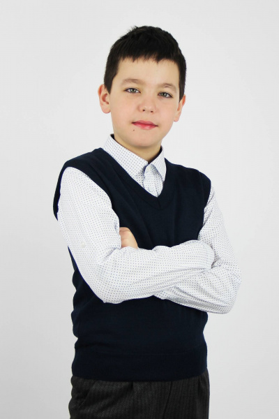 Жилет приталенного силуэта вязаный для делового стиля Полесье С9829-23 3С3085-Д43 182,188 м.синий - фото 2