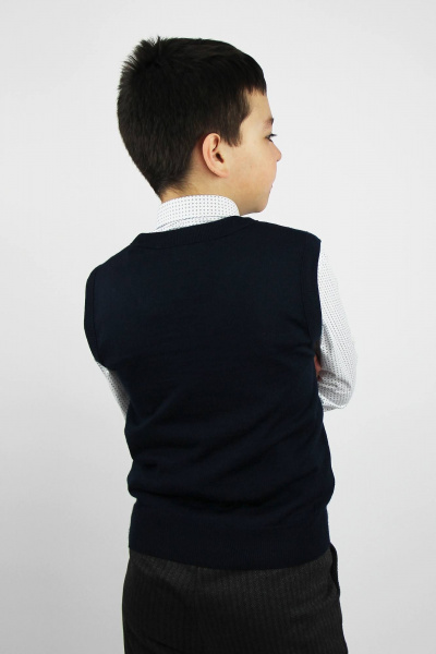 Жилет приталенного силуэта вязаный для делового стиля Полесье С9829-23 3С3085-Д43 158,164 м.синий - фото 3