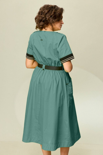 Летнее платье с резинкой и накладными карманами INVITE 4069 бирюза - фото 2