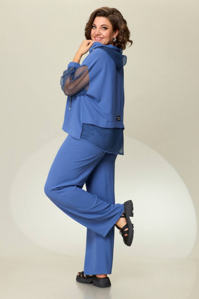 Бомбер и брюки с сетчатыми вставками из синего INVITE 6053 синий - фото 4