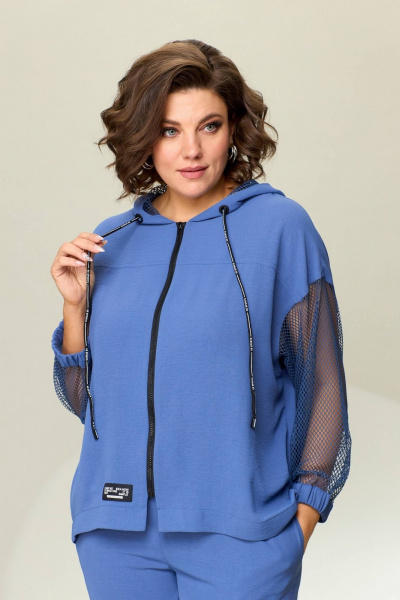 Бомбер и брюки с сетчатыми вставками из синего INVITE 6053 синий - фото 3