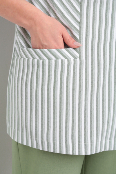 Блуза, брюки, жакет Tensi 374 зелёный+белый - фото 9