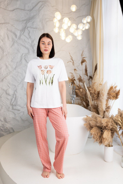 Брюки, майка Купалинка 661419.158-164 к.белый,клетка - фото 2