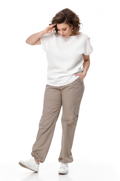 Блуза, брюки, жакет T&N 7511 пудра/какао - фото 7