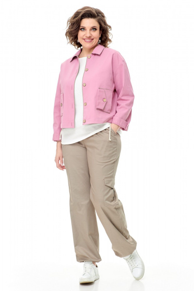 Блуза, брюки, жакет T&N 7511 пудра/какао - фото 4