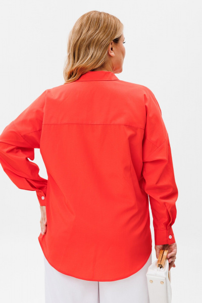 Блуза оверсайз с длинным рукавом и вышивкой Michel chic 778 коралл - фото 6