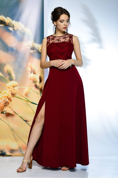 Платье с открытой спиной, кружевной лиф и разрез, длина 149 см Sharm-Art 1034 - фото 1