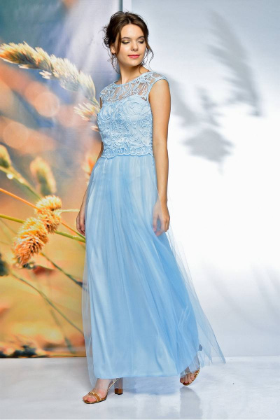 Платье из текстиля с летящей юбкой, модель без деталей Sharm-Art 1030 - фото 1